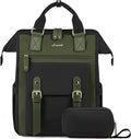 LOVEVOOK Laptop Backpack for Women Work Travel Backpack Purse, Nurse Bags Teacher Doctor Commuter Business Computer Bag, College Backpack Stylish Daypack, 15.6 Inch, Black-army green-army green
