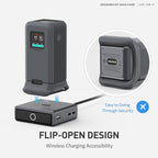 Silicone Case for Anker Prime Power Bank 20,000mAh 200W 1/4-inch nut hole, TF/SM card storage Reserved Only Compatible with Anker 200W Prime Power Bank Protective Cover Dustproof Soft (Gray)