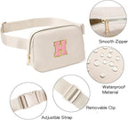 Gitus Belt Bag Fanny Pack Crossbody Bags with Initial Letter Patch Cute Stuff Birthday Gifts for Teenager Girls Trendy Preppy Stuff for Teen Girls(Beige-H)