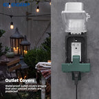 ELEGRP 3-Prong Weatherproof 3-Outlet Extender Adapter, Heavy Duty Triple Grounding Outlet Power Extender with Dust-proof Cover, Indoor/Outdoor Use, ETL Listed, 1 Pack, Green