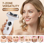 Microcurrent Facial Device with Red Light Therapy - 7-in-1 LED Sculptor & Cold Heated Gua Sha for Face Neck Eye Firming, Depuffing & Double Chin Reduction