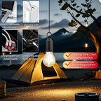 Portable LED Camping Lantern，Hang Anywhere Hook, USB-C Rechargeable, 3 Brightness Modes, Water Resistant for Emergency, Tent, Hiking, Power Outage& Outdoor (Black 1PCS) (T01)
