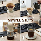 DIF DECO Ceramic Pour Over Coffee Dripper, Reusable Porcelain Portable Pour Over Coffee Maker, Slow Brewing Accessories with 1 Holes for Home, Office, Travel, Camping (Sesame Cream)