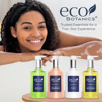 Eco Botanics Hotel Amenities Set | 10.14oz Pump Bottles | Shampoo, Conditioner, Hand & Body Wash, and Lotion | Set of 4