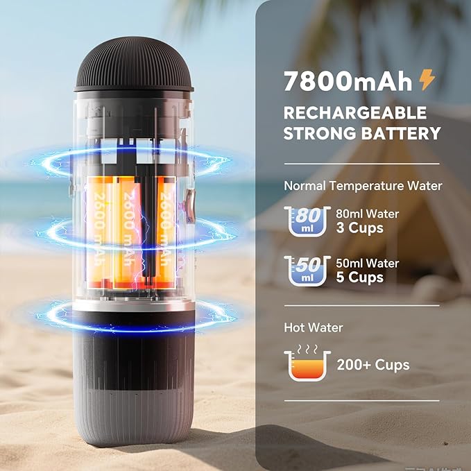 Portable Electric Espresso Coffee Maker for Ground Coffee & NS Capsule Fast Self-Heating Technology‌ with USB-C Perfect for RV, Hiking, Camping, Office & On-the-Go Lifestyles, Christmas Gift for Men