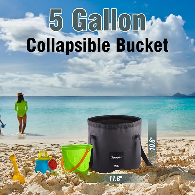Portable Shower for Camping, [Upgraded] Spopal 8000mAh Rechargeable Camping Shower with 5 Adjustable Speeds, 4 Spray Modes with Collapsible Bucket with Handle 20L for Hiking, Travel, Car, Pet
