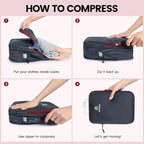 PFEYRPK Lightweight Compression Packing Cubes for Suitcases, Compressible Expandable Travel Packing Organizer with Clear Toiletries and Backpack Bag, Travel Essentials for Carry on Luggage 7 Set