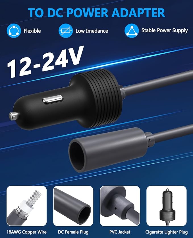 EAGWELL Starlink Mini Car Adapter with Step Up Converter, 12V Power Cable with Cigarette Lighter Plug, 10-24V to 30V 3.5A Conversion Kit for Truck RV Boat