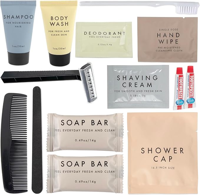 Trail maker (50 Pack) Bulk Hygiene Kits – 15-Piece Toiletry Set per Pack for Homeless Care, Travel, Emergency Shelters, TSA Friendly Essentials & Charity Donations