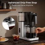 Kismile SCA-Certified 8 Cup Drip Coffee Maker, Pour Over Coffee Machine with 3s Instant Heat 197–205℉, Adjustable Flow Control, Removable Water Tank, Deep Cold Brew & 40 Min Keep Warm (Silver)