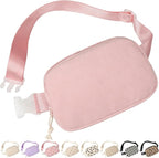 Vankor Pink Fanny Pack for Women Cross Body, Corduroy Pink Belt Bag for Women Crossbody Stylish Waist Pack Purse for Travel, Hiking, Workout, Running