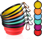 ME.FAN Collapsible Dog Bowl for Travel (12oz), 6 Pack Portable Pet Bowl with Carabiners, Foldable, Expandable