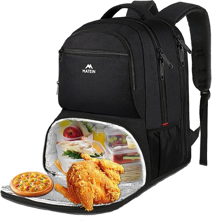 MATEIN Lunch Backpack for Men, 18 Inch Large Insulated Backpack Cooler with Lunch Compartment, Water Resistant Laptop Back pack with Lunch Box Bag for Work Travel Business College Picnic