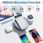 Power Bank 10000mAh Portable Charger Slim External Battery Pack with 2 USB 2.4A Outputs and USB C in/Out Compatible with Huawei iPhone 16 15 14 13 12 iPad Samsung Galaxy S20 Android Tablet (White)