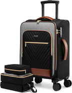 LOVEVOOK Carry On Luggage 22x14x9 Airline Approved,20 Inch Carry-on Suitcase for Women,Softside Suitcases with Wheels,Rolling Checked Luggage with TSA Lock,Lightweight Travel
