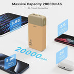 JUOVI J2651 Portable Charger, 35W 20000mAh USB C in & Out Power Bank, Battery Pack with QC4.0+PD3.0 35W High-Speed Charging for Bluetooth Earbud, Mobile Phone, Tablet (Orange)