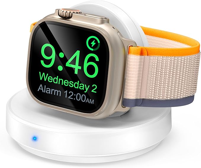 2026 Upgraded for Apple Watch Charger Magnetic Fast Charging Dock,Portable Wireless Charging Stand Compatible with iWatch Series Ultra/SE/11/10/9/8/7/6/5/4/3/2 Support Nightstand Mode-White