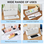Tatuo 2 Pcs Cable Organizer Box with Wire Ties, Plastic Cord Storage Box with Lid, Electronics Organizer for Home Office Desk Organizers and Accessories (White)