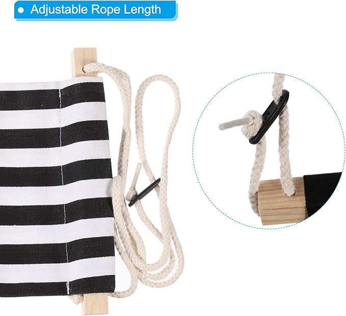 PATIKIL Foot Hammock Under Desk, Adjustable Foot Rest Sling with Hooks Portable Desk Footrest for Airplane Travel Home Office, Black White Style 1