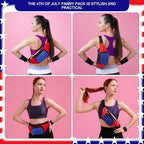Abbylike 6 Pcs 4th of July Neon Fanny Packs 250th Anniversary Adjustable Waist Bags Patriotic Style Party Outfit Accessories for Women Men Travelling Outdoors Cycling Independence Day
