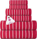 CASA COPENHAGEN Ecstatic 6Pcs 100% Egyptian Cotton Large Designer Towels Gift Set- Rosy, 600GSM, 2Bath 2Hand 2Washcloths, Bath Towels for Bathroom Set for Women & Men