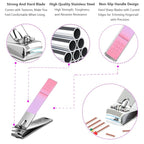 Women's Nail Clipper Set Travel Manicure Kit with Glass Nail File Stainless Steel Nail Clippers Case Nail Grooming Kit Gift