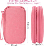 CAAORDKSO Electronic Accessories Case, Electronics Organizer Pouch Bag, Portable Travel Cable Organizer Case, Tech Storage Bag for Cable, Cord, Charger, Phone, Power Bank, Earphone (Dark Pink, Large)
