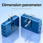2-Pack Blue Outlet Splitter with 3 Prong Plug Extender - 3 Plug Wall Adapter, Converts 2 to 3 & 3 to 2 Prong, Ideal for Multiple Outlet Wall Plug Needs suitable for air travel/fits in carry-on luggage