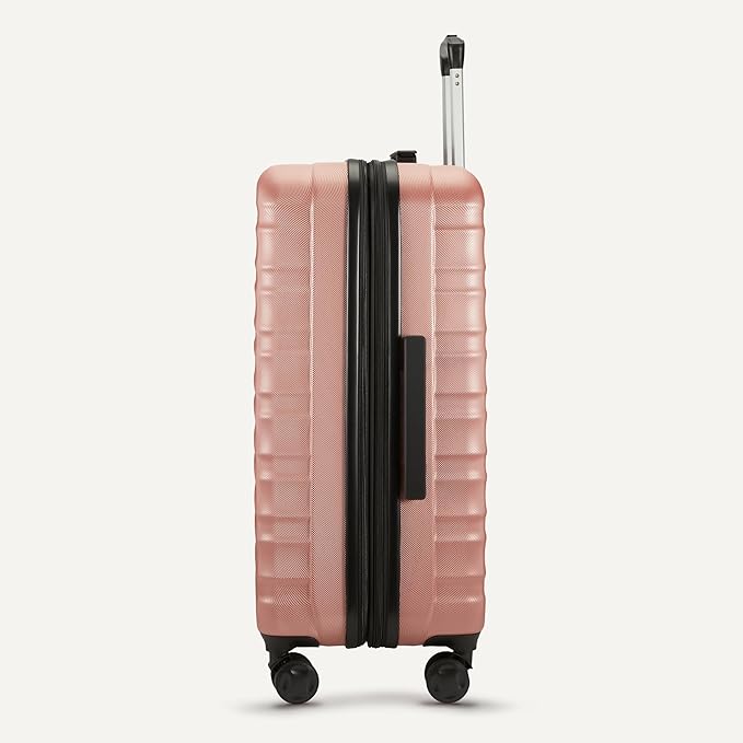 Amazon Basics 3-Piece Hardshell Suitcases Set (21", 26", 30"), Expandable For Up to 25% More Space, With Scratch-Resistant Finish, Four Multi-Directional Wheels, Rose Gold