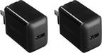 Amazon Basics 12W One Port USB-A Portable Wall Charger (2.4A) for Phones (iPhone 16/15/14/13/12/11/X, Samsung, and more), 2-Pack, Black