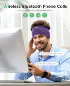 Perytong Sleep Headphones Bluetooth Headband - Yoga, Unisex, with Immersive Stereo Sound, 10 Hours Battery, Comfy Headband Material