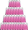 Grneric Drawstring Backpack Bulk 28 PCS Drawstring Bags String Backpack Cinch Bag Sackpack for Men Women Gym (Pink)