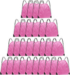 Grneric Drawstring Backpack Bulk 28 PCS Drawstring Bags String Backpack Cinch Bag Sackpack for Men Women Gym (Pink)