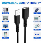 3 Pack USB Extension Cable 12 FT, USB 2.0 Type A Male to Female Extender Cord Adapter, Compatible with Printer, Keyboard, Mouse, Flash Drive, Hard Drive, Controller, Black Cable with 5 Cable Ties