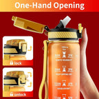 QLUR Water Bottle with Straw, 32oz Motivational Water Bottles with Time Marker to Drink, Tritan BPA Free, 1L Sports Water Bottle with Carry Strap LeakProof for Women Gym Fitness Outdoor (1 Pack)