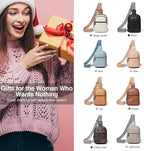 LATMAP Sling Bag For Women Faux Leather Small Casual Daypack Backpack Fanny Pack Crossbody Chest Bags Purse