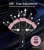 Retractable Car Charger, 4 in 1 Retractable Phone Charger with 66W Fast Charging, 2 Retractable Cables and 2 USB-C USB-A Por, Cute Girly Car Accessories for iPhone 17/16/15/14/13/12, Samsung, Pixel
