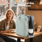 BAGSPRITE Coffee Maker Travel Bag Compatible with Keurig K-Mini Mate, Full Open Carrying Case with Quilted Padded Soft Microfiber, K--Cup Single Serve Coffee Maker Bag with Pod Organizer, Mug Pockets