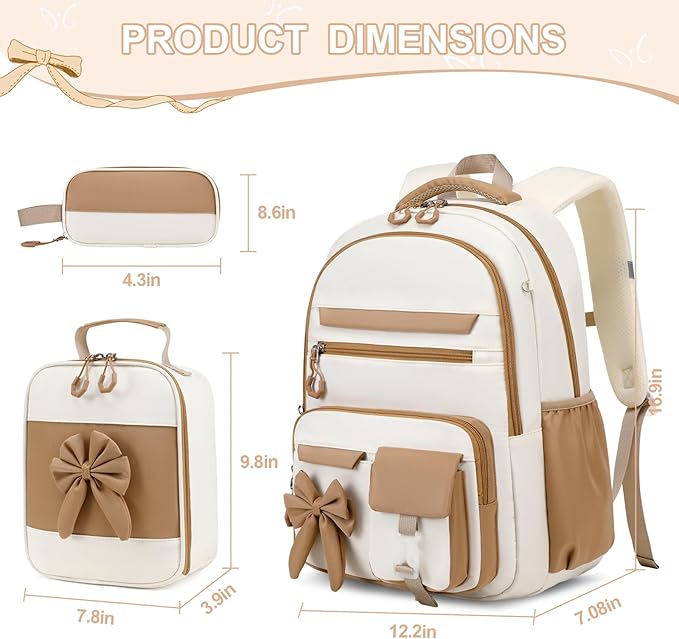 DIGOBAY Backpack for Girls, 3PCS Girls Backpack for School with Lunch Bag Pencil Case, Cute Kids Teens Bookbag for Kindergarten Elementary Preschool Middle School
