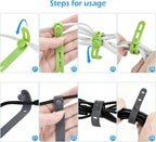 Silicone Cable Ties, Cord Organizer Ties, Cord Ties Reusable, Cord Wrap Cable Organizer 5Inch Cable Management 10 Pcs (5 Color) Cbfoeyk