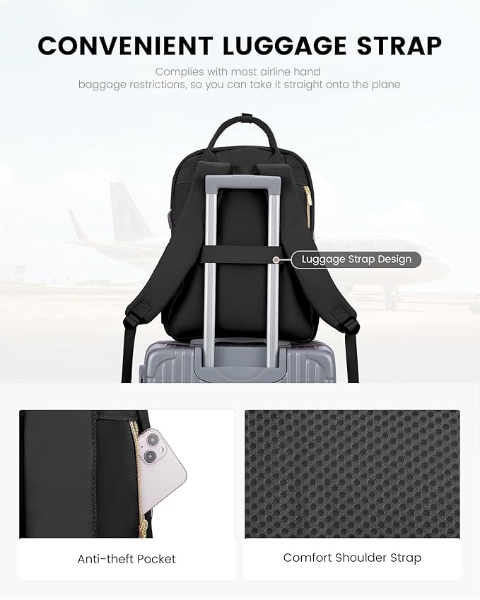 LOVEVOOK Laptop Backpack Purse for Women, 15.6" Laptop Bag for Travel with USB Port, Water Resistant Lightweight Daypacks for College Work Business, Nurse Teacher Computer Backpacks