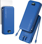 20000mAh Ultra-Portable-Charger-Power-Bank with Built in Cables&AC Wall Plug,PD20W USB-C Fast Charging Cell Phone Charger Battery Pack,LED Display Travel Battery Bank for All iPhone,Samsung,Android