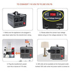Yinleader 110V to 220V Voltage Converter Transformer Step Up/Down 120V to 240V with 2 US&2 EU Outlets 1500W [110V US Power Cord Included Only, No 220V Cord]