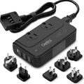 Ceptics - 6 in 1 Travel Adapter and Voltage Converter, 220V to 110V Converter with Surge Protection, Universal Adapter with Types A, C, G, I attachments & 4 USB PD 18W Fast Charging - Black