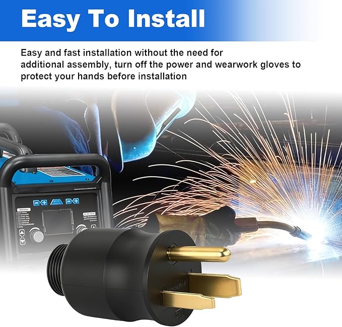 219258 Multi-Voltage Power Adapter Plug Compatible with Millermatic 211 & Hobart Handler 210MVP MIG Welder, 230 Volt MVP Electric Adaptor Match with Welding Power Cable 6-50P, 4-Pin 3 Prong Plug