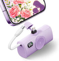 Mini Purple Power Bank Compatible for Lightning Port,100g 5000mah Small Portable Charger for iPhone 14 Plus/14/14 Pro Max,Battery Pack with Digital Display Compatible With iPhone 13/12/14 series