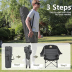 Colegence Oversized Camping Chairs Set of 2, Padded Camping Chair Heavy Duty Lawn Chairs for Adults, XL Foldable Camp Chair for Outdoor Sports, Baseball, Wide Seat Support 450LBS - Black and Grey