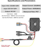 Kewig 400W 32A 12V Golf Cart 48V-120V to 12V Converter Voltage Regulator Reducer Transformer with Fuse DC Convert Regulator Power Supply Buck Transformer Module for Motorcycle Golf Cart Scooters