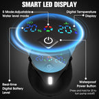 FizZeal Portable Shower for Camping, 8000mAh Rechargeable Portable Camping Shower Pump with 6.6 Gallons Foldable Bucket, 5 Speed & LED Display,Rinse Kit Portable Outdoor Camping Travel Shower Head