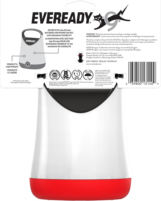 Eveready LED Camping Lantern X-250, Bright Tent Lights, Rugged Water Resistant LED Lanterns, 100 Hour Run-time, Red and Black